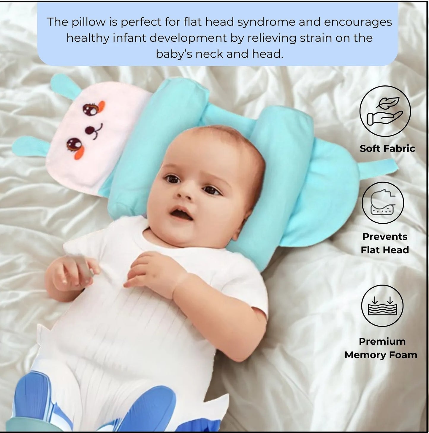 Baby Shaping Head Support Pillow - Assorted Colour